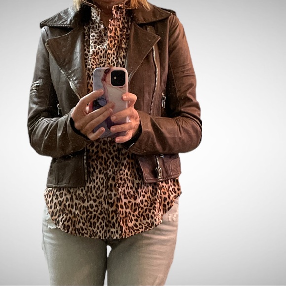 Joe’s Jeans Vintage Taupe Leather Moto Jacket XS - Picture 1 of 14